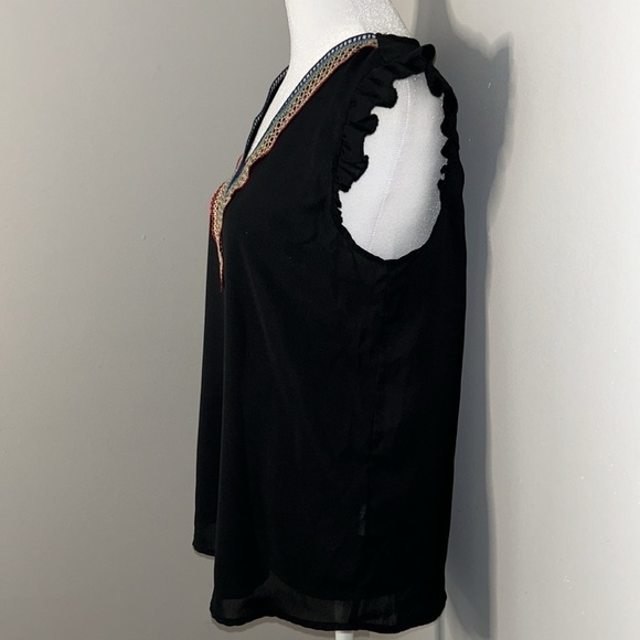 SHEIN Rainbow ๐ Embellished Neckline Top with Ruffle Sleeves Size Small - Picture 3 of 6